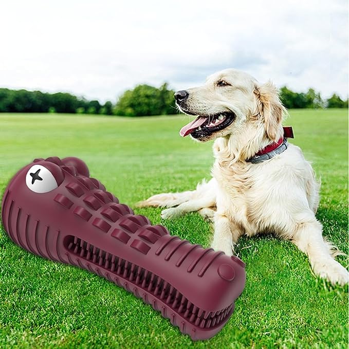 Dog Chew Toys for Aggressive Chewers – Alligator Dog Chew Toy for Large, Medium & Small Dogs – Tough Natural Rubber for Teeth Cleaning – Squeaky Interactive Dog Toys to Keep Them Busy