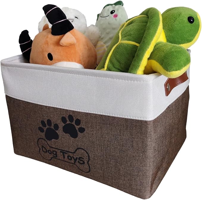 Large Dog Toy Basket Collapsible Dog Toy Box Shape Keeping Rectangle Dog Toy Bin for Pet Toys, Accessories