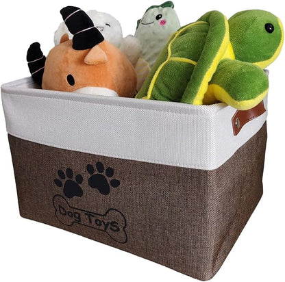 Large Dog Toy Basket Collapsible Dog Toy Box Shape Keeping Rectangle Dog Toy Bin for Pet Toys, Accessories