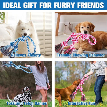 BINGPET 2 Pack Dog Rope Toy for Large and Medium Dogs,Heavy Duty Tug of War Dog Toy,Cotton Tough Dog Chew Teething Toys for Aggressive Chewers