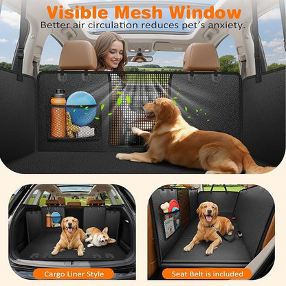 URPOWER Hard Bottom Dog Car Seat Cover for Pets 100% Waterproof Seat Cover Hammock 600D Heavy Duty Scratch Proof Nonslip Durable Back Seat Covers for Cars Trucks and SUVs