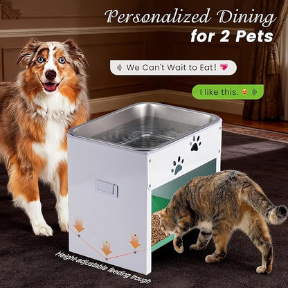 Dog Water Dispenser for Large Dogs Elevated Dog Bowl Stand Raised Dog Food Bowl Dispenser Adjustable Pet Food Storage Container Stainless Steel Water Bowl Feeder Easy Clean, Protects Joints