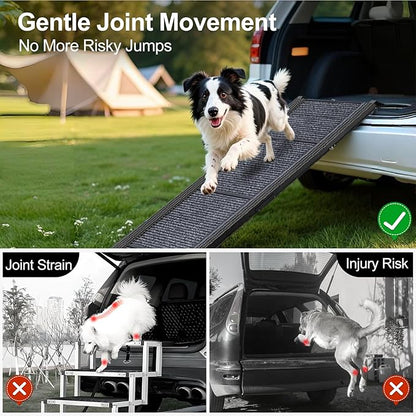 Dog Ramp for Car 63" Long & 17.3" Wide Portable Dog Ramps for Large Dogs with Non-Slip Rug Surface Dog Car Ramp for SUV Car & Truck, Folding Dog Ramp Up to 250LBS