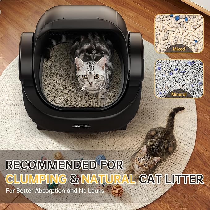 Automatic Cat Litter Box, Electric Large Open-Top Self Cleaning Litter Box for Multiple Cats, Smart APP Control, Multiple Safety Sensors, 1 Rolls Bags & 1 Mat, Arenero para Gatos Autolimpiable
