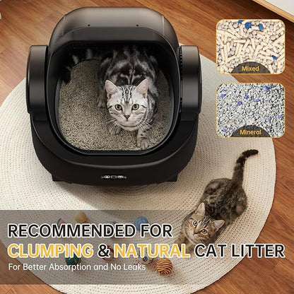 Automatic Cat Litter Box, Electric Large Open-Top Self Cleaning Litter Box for Multiple Cats, Smart APP Control, Multiple Safety Sensors, 1 Rolls Bags & 1 Mat, Arenero para Gatos Autolimpiable
