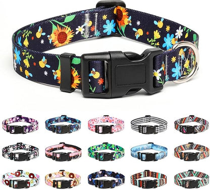 Mercano Adjustable Dog Collar - Special Design Patterns, Soft Nylon Comfortable Durable Pet Collar for Small Medium Large Dogs (XS, Sunflower)