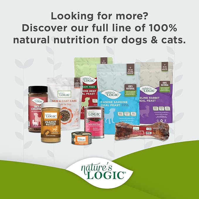 Nature's Logic 100% Natural Pine Pellet Cat Litter - 100% Ponderosa Pine, Dust-Free, Unscented, Biodegradable - Safe for Cats, Kittens, Reptiles & Small Pets - Highly Absorbent - 12 lb Bag