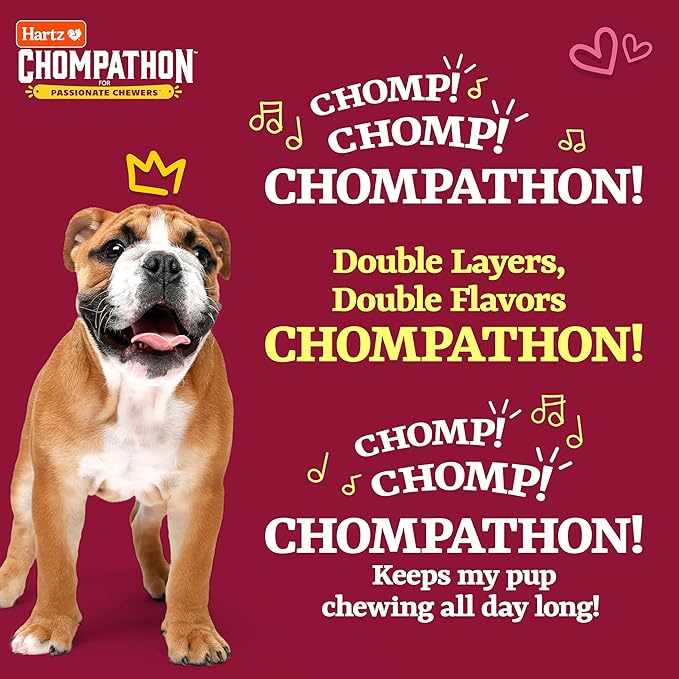 Hartz Chompathon Rock 'N Rib Bone Dog Chew Toy for Aggressive Chewers, Double Layered Flavored with Chicken & Beef