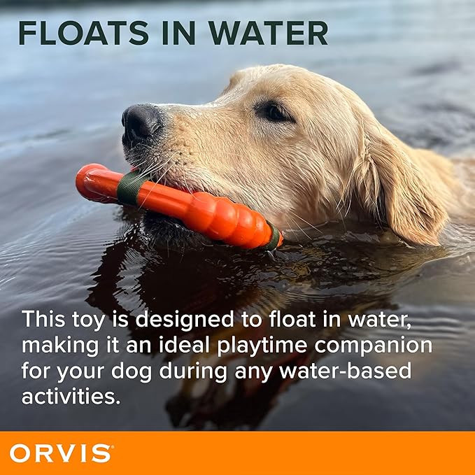 Orvis Dog Whitewater Toss Ring Floating Fetch Toy and Chew; High Visibility Wheel Shaped Frisbee Dog Toy - Floats in Water, Quick Dry, Easy to Clean, Squeaky Toy for Large Dogs, Aggressive Chewers