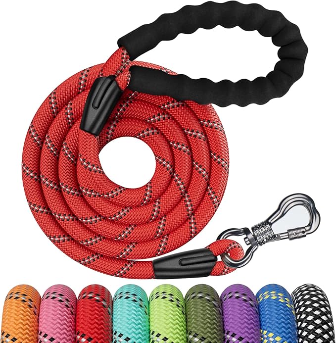 NTR 8FT Heavy Duty Dog Leash, Green Rope with Swivel Lockable Hook and Comfortable Padded Handle, Cat & Puppy Leash for Small to Large Dogs - Training, Playing, Camping, or Backyard