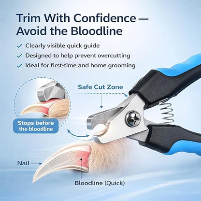 Dog & Cat Nail Clippers & Trimmers - Extra Sharp Dog Clippers with Stainless Steel Blades & Safety Guard to Avoid Overcutting - Ergonomic Cat Nail Clippers with Non-Slip Grip & Lock Feature