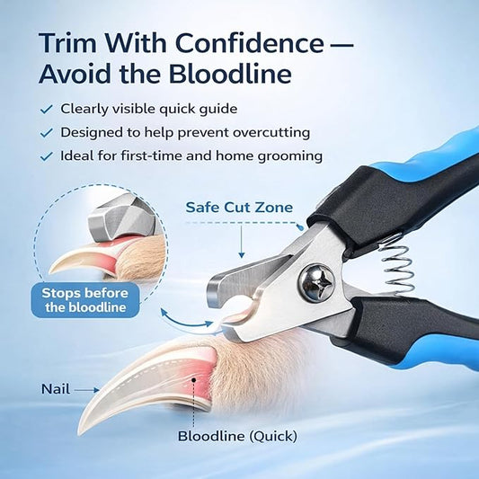 Dog & Cat Nail Clippers & Trimmers - Extra Sharp Dog Clippers with Stainless Steel Blades & Safety Guard to Avoid Overcutting - Ergonomic Cat Nail Clippers with Non-Slip Grip & Lock Feature