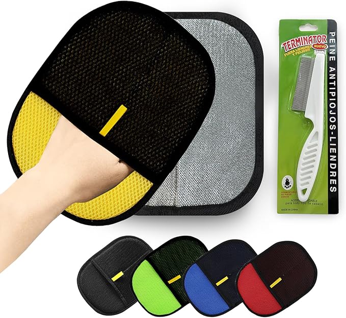 2pcs Set Pet Hair Remover Glove, Grooming Gloves for Dogs and Cats,Reusable Cat & Dog Hair Remover for Couch, Furniture (Yellow)