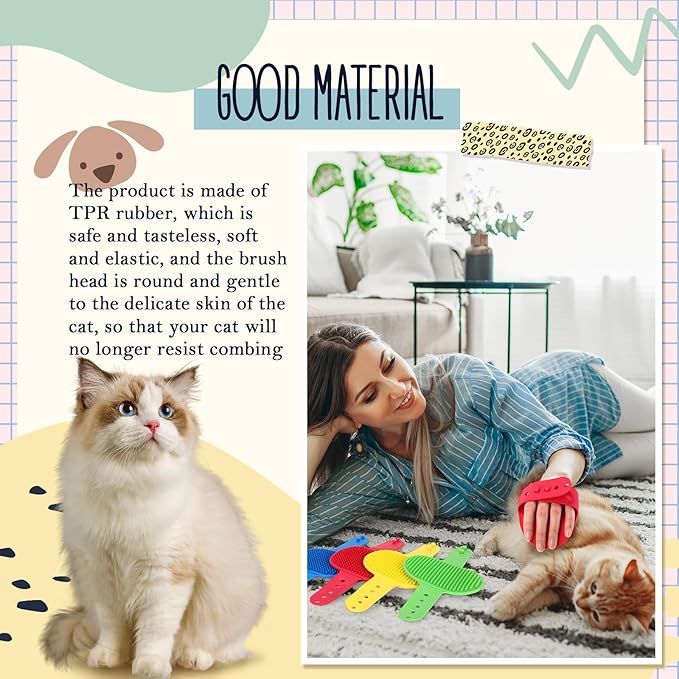 Maxdot 8 Pcs Cat Self Groomer Brush Adjustable Rubber Cat Combs for Indoor Corner Kitten Face Scratcher Massager Bathing Brush, 4 Colors