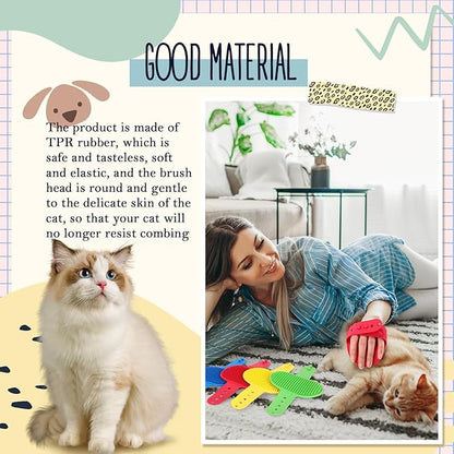 Maxdot 8 Pcs Cat Self Groomer Brush Adjustable Rubber Cat Combs for Indoor Corner Kitten Face Scratcher Massager Bathing Brush, 4 Colors