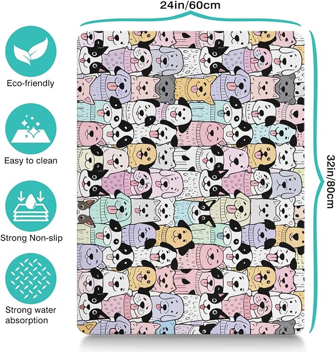 Pet Feeding Mat for Floors Waterproof Dog Mat for Food and Water Absorbent Quick Dry Non Slip mat for Cat Bowls