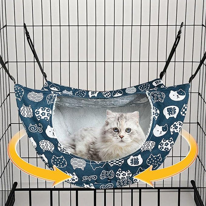 Adjustable Hanging Bed for Pet Cats Machine Washable Resting Hammock with Stable Rope for Cage Cats Tree