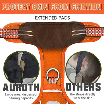 AUROTH Tactical Dog Harness for Large Dogs No Pull Adjustable Pet Harness Reflective K9 Working Training Easy Control Pet Vest Military Service Dog Harnesses Orange L