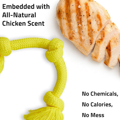 Playology Rope Toys for Dogs | Tug of War Dog Toy for Aggressive Chewers | Chicken Scented Dog Toys | Jumbo Rope Toy for Interactive Play