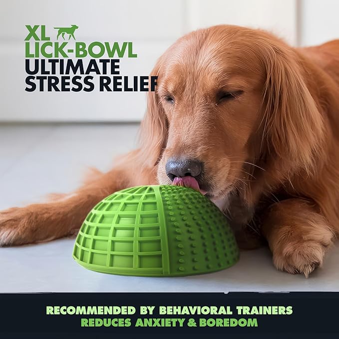 Tuff Pupper XL Dog Lick Bowl | Thick Silicone Lick Mat | Long Lasting 4 Texture | Large Slow Feeder Bowl | Calms Anxiety & Boredom | Stable & Wobble Mode | Easy Clean Dishwasher Safe | NOT for Chewing
