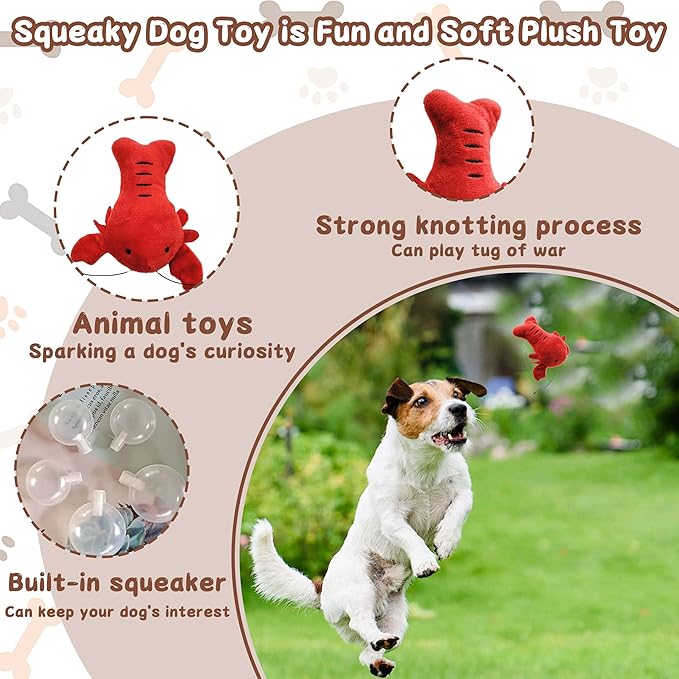 Squeaky Dog Toys to Keep Them Busy Squeaky Dog Toys with Soft Fabric, for Small Dogs for Daily Interaction, Companion Training 1Pcs (Lobster)