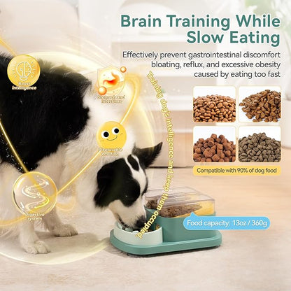Dog Puzzle Toy, Double Food Bucket Dog Slow Feed Puzzle Toy, Adjustable Feeding Speed Puzzle Feeder for IQ Training and Mental Enrichment