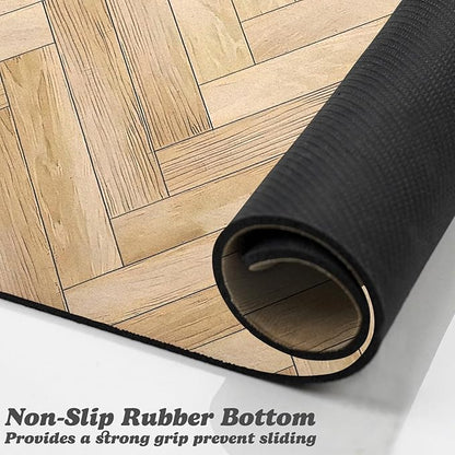 Dog Food Mats,Cat Absorbent Water Bowl Feeding Mats Pet Placemats for Food and Water Brown Wood Grain 16 * 24 inch