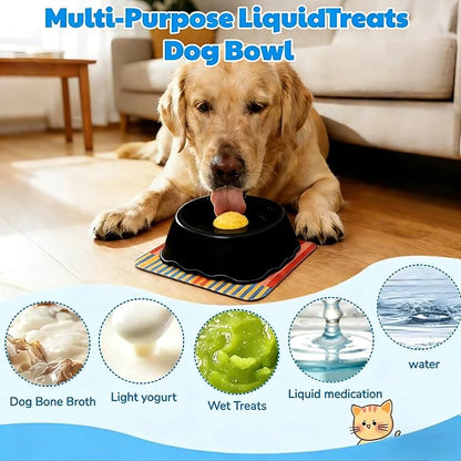 Slow Feeder Dog Bowl for Liquid, 250ml Non-Slip for Bone Broth & Yogurt, Prevents Wet Chin, Anxiety Relief & Mental Stimulation, Easy to Clean Food-Grade Enrichment Toy for All Breeds