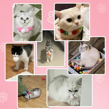 Cat Toy Pom Pom Balls, Soft Plush Balls for Interactive Play & Pet Training, Lightweight Polyester Toys for Indoor Cat(50-Pack 1.6-Inch)