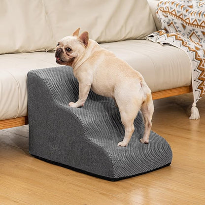 Dog Ramp and Stairs for Small Dogs & Cats,3-Step Pet Stairs for Couch Sofa and Chair,Indoor Anti-Slip Dog Stairs for Old Cats and Puppy