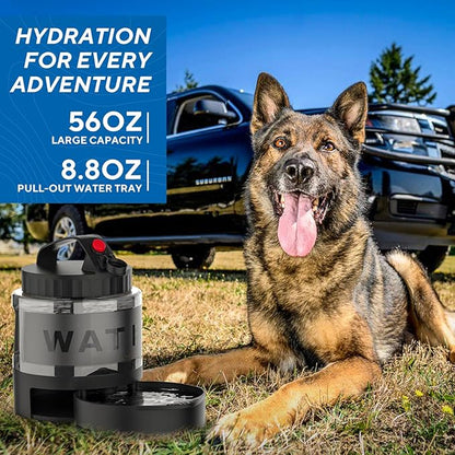 lesotc Portable Dog Water Bottle, 56oz Large Travel Water Bowl Dispenser for Dogs Camping Beach Walking Essentials, Big Pet Bottles Hiking Traveling Park Car Trips Accessories for On the Go, BPA Free