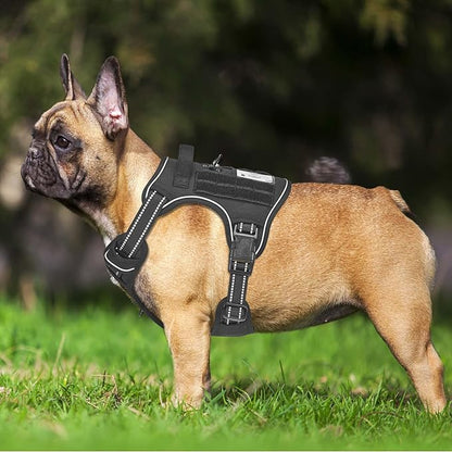 Heavy Duty Tactical Dog Harness for Medium Dogs, No Pull Adjustable Pet Harness Reflective Service Training Easy Control Pet Vest Military K9 Working Dog Harnesses- Medium, Black