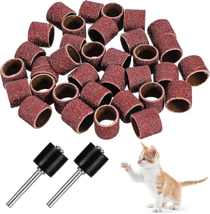 42 Pcs Pet Nail Grinder Replacement Kit with Grit Nail Smoother Sanding Drum Set Claw Grooming Supplies for Dog Claw Care