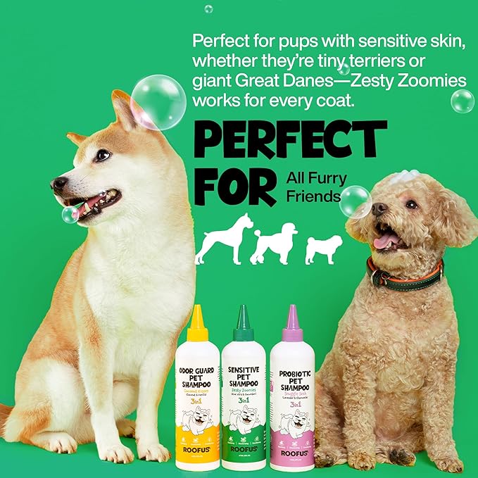 Dog Shampoo & Conditioner for Smelly Dogs - Zesty Zoomies Dog Shampoo for Itchy Skin Relief - Hypoallergenic Pet Shampoo for Conditioner, Moisturizing & Itching.