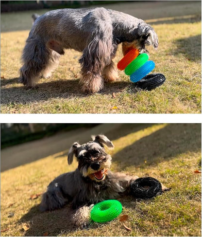ADUCK Dog Squeaky Chew Toys for Aggressive Chewers, Small Medium Large Dogs Teeth Cleaning Soft Natural Rubber Float Toy for Indoor Outdoor Water Pool, Donut Ring Design 4.92 inch, Crystal Orange