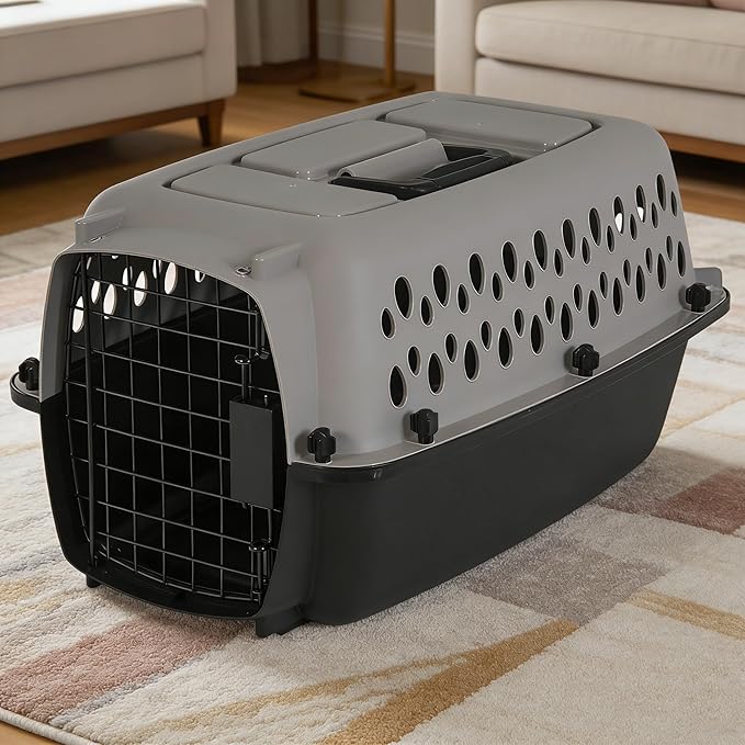 Easy Plastic Pet Crate, Lightweight Portable Carrier for Pets Up to 10 lbs, Sturdy for Car & Daily Use