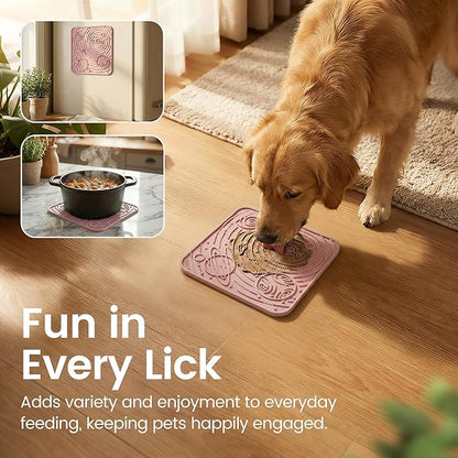 OHMO Lick Mat for Dogs and Cats(Large, Mars&Coral, 2pcs) Enrichment Accessories Toy Space Star Easy Clean Pet Slow Feeder/Suction Cups, Licking Pad for Anxiety Relief and Boredom Reduction