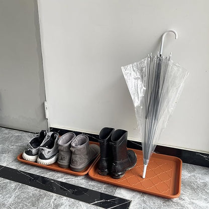 PetLike Boot Trays for Entryway Indoor, Pet Food Mat Trays, 16.7 x 12.8 inch 2 Packs, Waterproof Rubber Shoe Tray for Indoor and Outdoor, Multi-Purpose Tray for Boots, Shoes, Pets, Garden