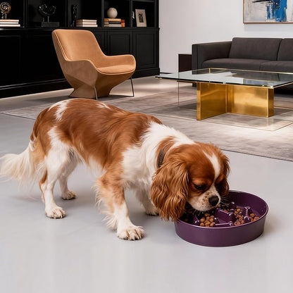 Ceramic Slow Feeder Dog Bowls, Ceramic Slow Feeder Maze Dog Food Bowl, Slow Eating Dog Bowl and Slow Feeder Dog Bowl Anti-Choking for Daily Pet Feeding （Purple Bone）