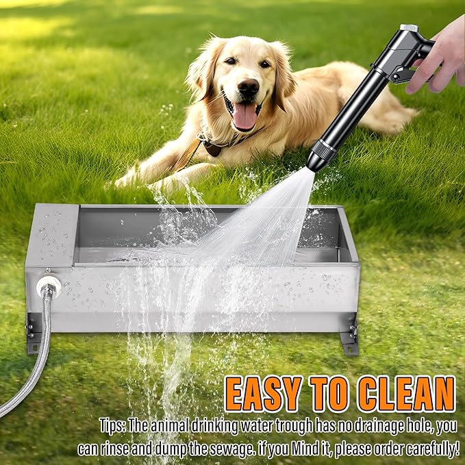 Automatic Livestock Water Trough, Animal Drinking Water Bowl Dispenser with Float Valve Kit, Self Filling Water Trough for Dogs Large Capacity Dog Waterer for Horse,Goat,Pig,Dog, Sheep