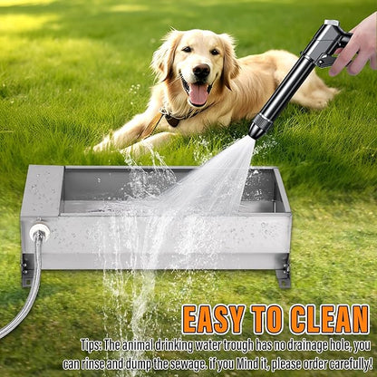 Automatic Livestock Water Trough, Animal Drinking Water Bowl Dispenser with Float Valve Kit, Self Filling Water Trough for Dogs Large Capacity Dog Waterer for Horse,Goat,Pig,Dog, Sheep