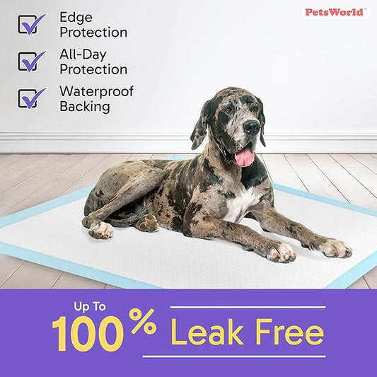 PETSWORLD Giant Dog Potty Pads, Odor-Eliminating, 36" x 36", Ultra Absorbent 5-Layer Leak-Proof Training Pads for Dogs & Cats (36x36, 150 Count)