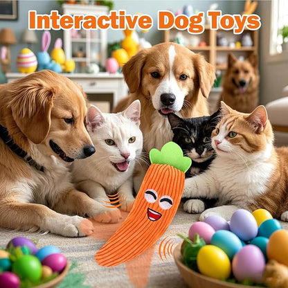 Mity rain Interactive Dog Toys - Easter Carrot Toys for Small Medium Large Dogs, Moving Pet Toy to Keep Them Busy for Boredom, Floppy Smart Motion Activate Enrichment, Rechargeable