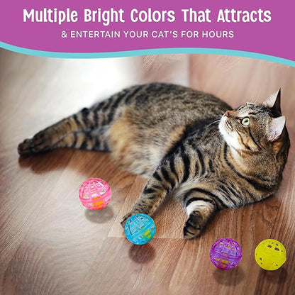SPOT Lattice Balls Cat Toys - Durable, Fun Balls with Bells Perfect for Swatting and Batting, Colorful Toys to Entertain Indoor Cats and Kittens, - 1.5 inch, 4 pcs