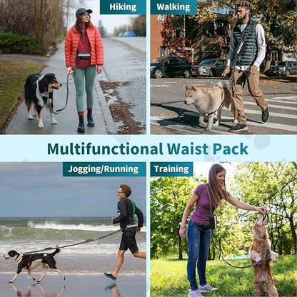 Hands Free Dog Leash with Removable Zipper Pouch, Dual Padded Handles and Durable Bungee for Walking, Jogging and Running Your Dog (Large,35-140 lbs -Black