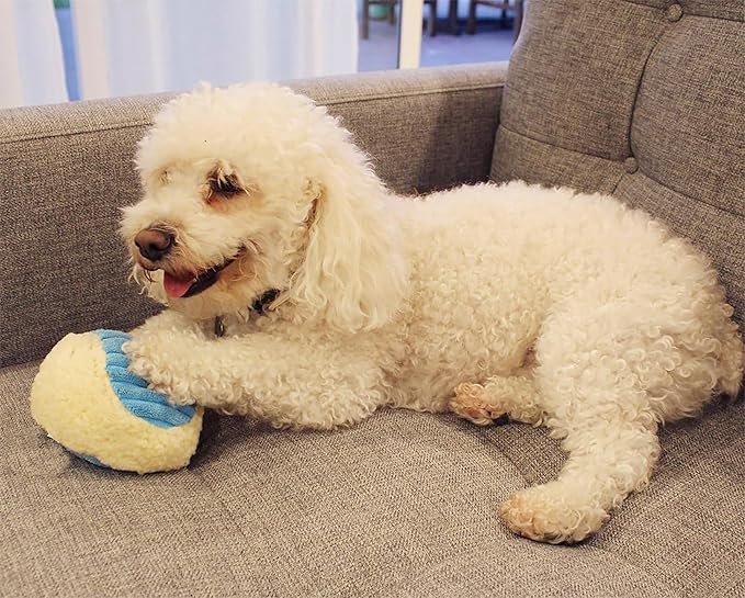 Zelica Small Dog & Puppy Chew Soft Ball Toy with Squeaker, Plush Puppy Play Dog or cat Squeaky Toy (4 Pack)