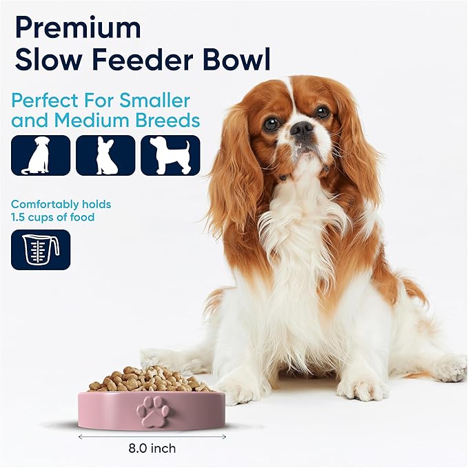 Slow Feeder Dog Bowls – Dog Bowl Slow Feeder – Microwaveable Dog Slow Feeder for All Breeds – Lead and BPA-Free Ceramic Pet Bowl – Pet Feeder for Fast Eaters