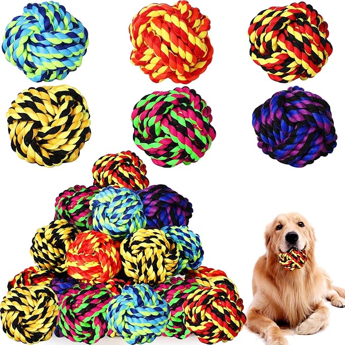 18 Pcs Dog Rope Ball Dog Rope Toy for Aggressive Chewer Toy for Small Medium Puppy Ball for Puppies Pack for Teething Chew Biting Training 2.17 Inches