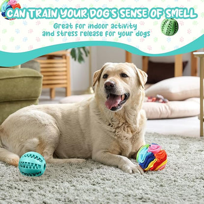 3 Pcs Puppy Chew Toys Snuffle Mat Dog Puzzle Toys Dog Treat Balls to Keep Them Busy Pet Interactive Foraging Training Ball for Small Medium Breed Teething Cleaning Intellect Training