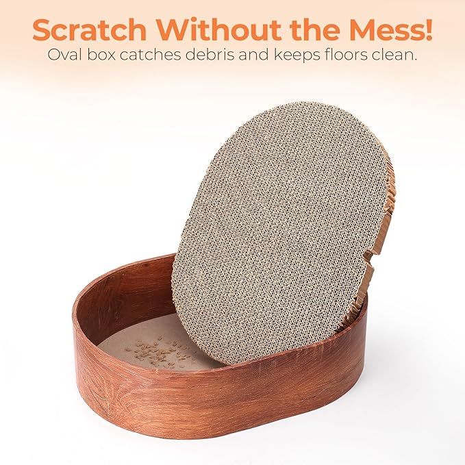 3 Pcs 16 Inch Cat Scratching Board with Box, 2 in 1 Cardboard Cat Scratchers Bed for Indoor Cats, Round Scratch Bowl with Thicker Double-Sided Pad for Cats' Scratch Need
